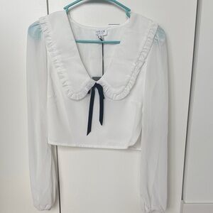 A.L.C. White Blouse with Black Tie